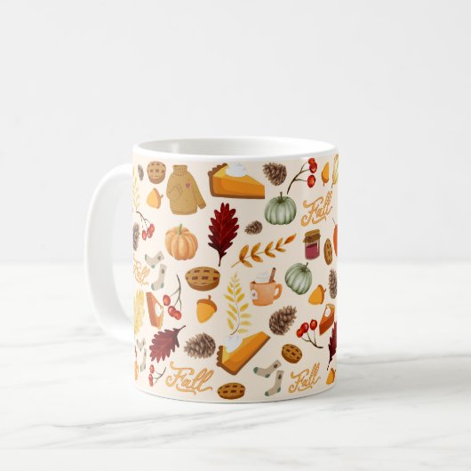 Pompoen kleurrijke rode Oranje geel vallende blade Koffiemok (Voorkant links)