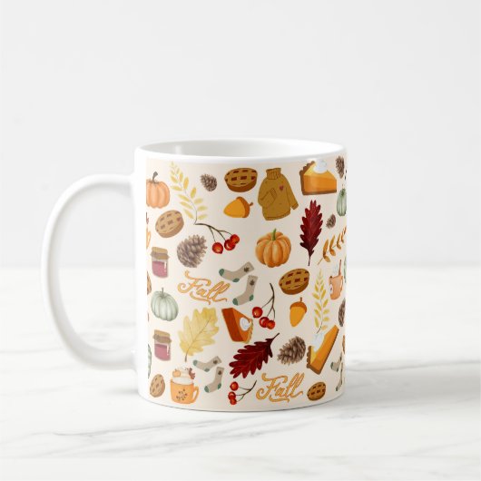 Pompoen kleurrijke rode Oranje geel vallende blade Koffiemok (Links)