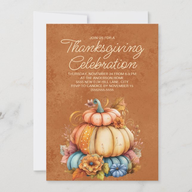 Pompoen Knus Rustieke Boho Thanksgiving  (Voorkant)