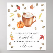Pompoen Koffie Help de drukke bruid Adres Poster (Voorkant)