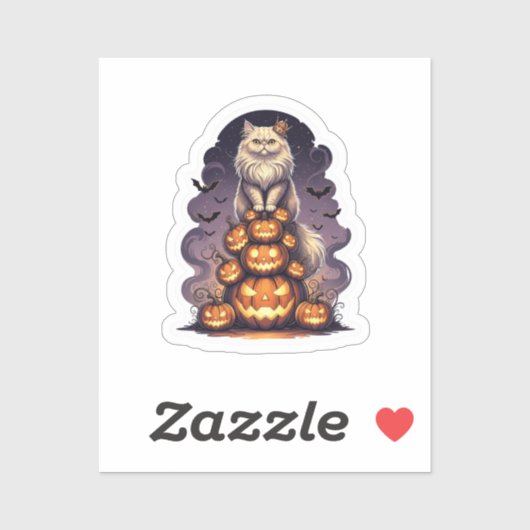 Pompoen koning Perzisch - Perzische kat Halloween Sticker (Vel)