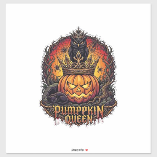 Pompoen Koningin Halloween Uil Spin Zwarte Kat_1 Sticker (Vel)