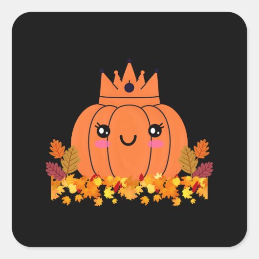 Pompoen Koningin | Herfst Esthetisch Halloween T-s Vierkante Sticker (Voorkant)