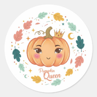 Pompoen Koningin 👑 | Schattige Halloween Ronde Sticker