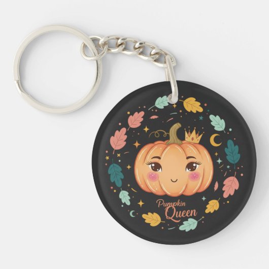 Pompoen Koningin 👑 | Schattige Halloween Sleutelhanger (Voorkant)