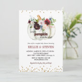 Pompoen koppels baby shower elegante uitnodiging (Staand voorkant)