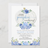 Pompoen koppels baby shower, herfst blauw groen kaart (Voorkant)