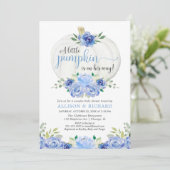 Pompoen koppels baby shower, herfst blauw groen kaart (Staand voorkant)