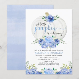 Pompoen koppels baby shower, herfst blauw groen kaart