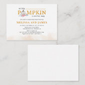 Pompoen koppels Baby shower Roze Bloemen Uitnodigi Notitiekaartje (Voorkant / Achterkant)