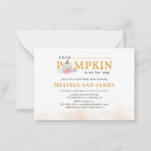 Pompoen koppels Baby shower Roze Bloemen Uitnodigi Notitiekaartje (Voorkant)