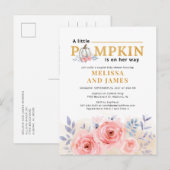 Pompoen Koppels Baby shower Waterverf Bloemen Uitnodiging Briefkaart (Voorkant / Achterkant)