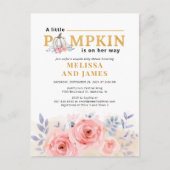 Pompoen Koppels Baby shower Waterverf Bloemen Uitnodiging Briefkaart (Voorkant)