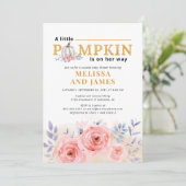 Pompoen Koppels Baby shower Waterverf Lila Roze Kaart (Staand voorkant)