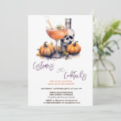 Pompoen Kostuums & Cocktail Halloween Kaart (Staand voorkant)