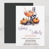 Pompoen Kostuums & Cocktail Halloween Kaart (Voorkant / Achterkant)