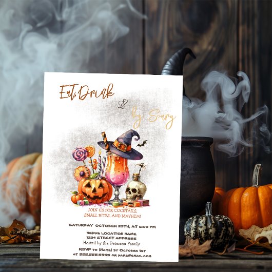 Pompoen Kostuums & Cocktail Halloween Kaart