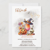 Pompoen Kostuums & Cocktail Halloween Kaart (Voorkant)