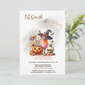 Pompoen Kostuums & Cocktail Halloween Kaart (Staand voorkant)
