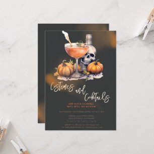 Pompoen Kostuums & Cocktail Zwarte Halloween Kaart