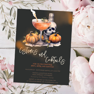 Pompoen Kostuums & Cocktail Zwarte Halloween Kaart
