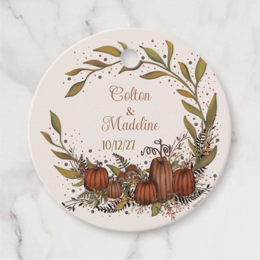 Pompoen krans herfst inspirativiteit bruiloft Herf Bedankjes Labels (Voorkant)