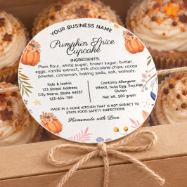 Pompoen kruid cupcake Cottage Law Voedseletiket Ronde Sticker