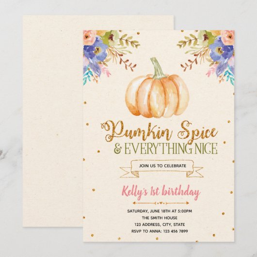 pompoen kruid en alles leuk uitnodiging (Voorkant / Achterkant)