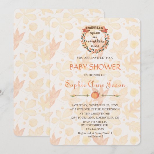 Pompoen kruid herfst Thanksgiving baby shower Kaart (Voorkant / Achterkant)