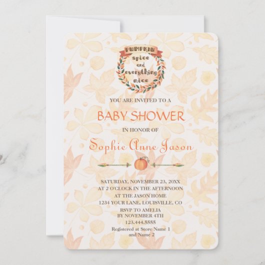 Pompoen kruid herfst Thanksgiving baby shower Kaart (Voorkant)