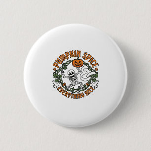 Pompoen Kruiden Alles Leuk Halloween Skelet V Ronde Button 5,7 Cm