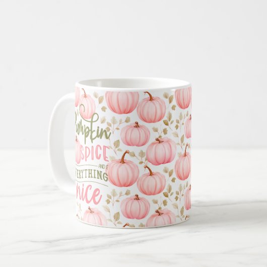 Pompoen Kruiden Alles Leuk Roze Patroon Herfst Koffiemok (Voorkant links)