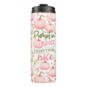 Pompoen Kruiden Alles Nette Roze Patroon Herfst Thermosbeker (Voorkant)