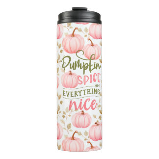 Pompoen Kruiden Alles Nette Roze Patroon Herfst Thermosbeker