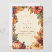 Pompoen Kruiden Bloemen Bruiloft Save The Date (Voorkant)