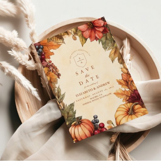 Pompoen Kruiden Bloemen Bruiloft Save The Date