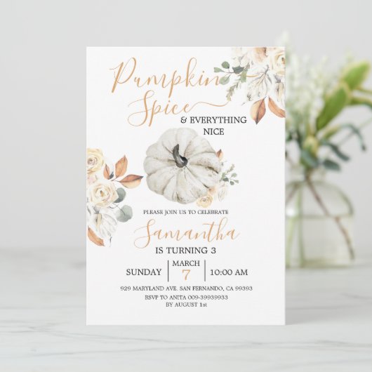 Pompoen Kruiden en Alles Leuk 3e Verjaardag Kaart (Staand voorkant)