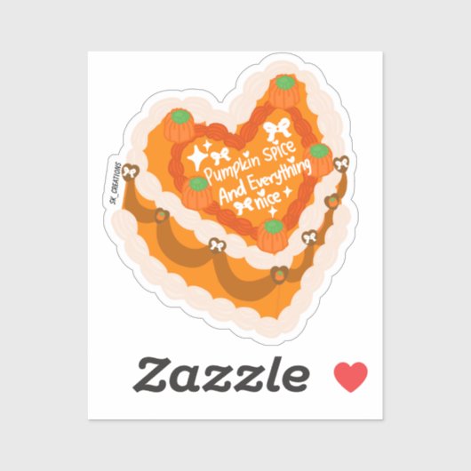 Pompoen Kruiden En Alles Wat Leuk Is Hart Cake Sticker (Vel)
