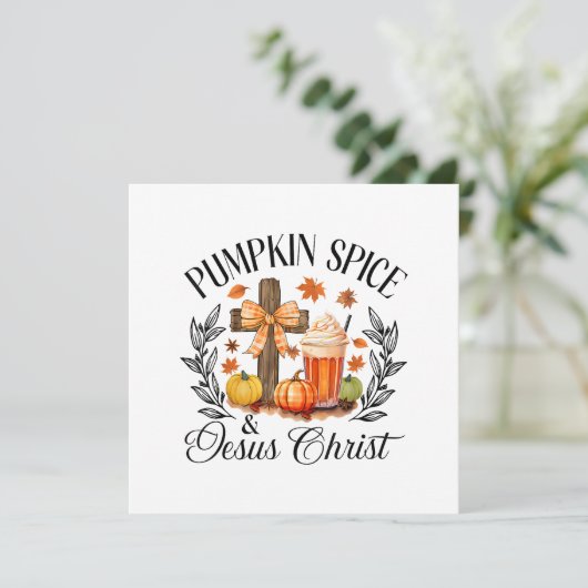 Pompoen Kruiden En Jezus Christus Kruis Pompoen Ch Kaart (Staand voorkant)