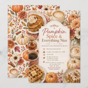 Pompoen Kruiden Friendsgiving Brunch Kaart