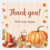 Pompoen Kruiden Herfst Bruidsfeest Party Vierkante Sticker (Voorkant)