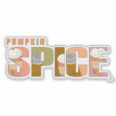 Pompoen Kruiden Herfst Woord Pret Tijd Sticker (Voorkant)