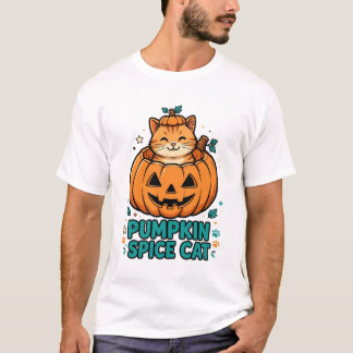 Pompoen Kruiden Kat Halloween Oranje Kat In Pompoe T-shirt