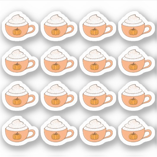 Pompoen Kruiden Latte Bekers Thanksgiving Gezellig Sticker (Voorkant)
