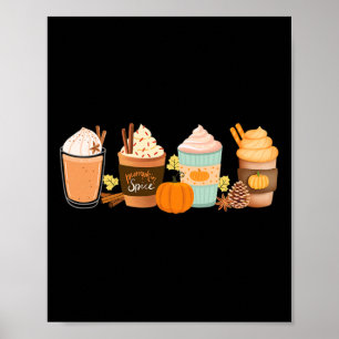 Pompoen Kruiden Latte Dranken Herfst Koffie Lattes Poster