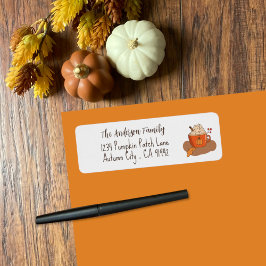 Pompoen Kruiden Latte Herfst Retouradreslabels Etiket