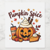 Pompoen Kruiden Latte Pompoentaart Herfst Val Wijn Etiket (Enkel label)