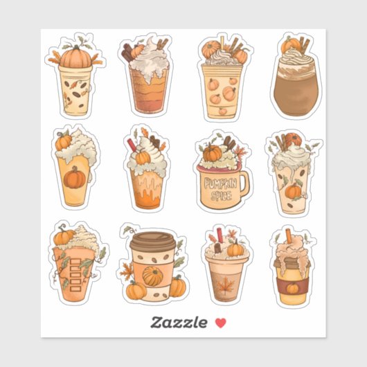 Pompoen Kruiden Latte Stickers Pakket (Vel)