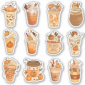 Pompoen Kruiden Latte Stickers Pakket (Voorkant)