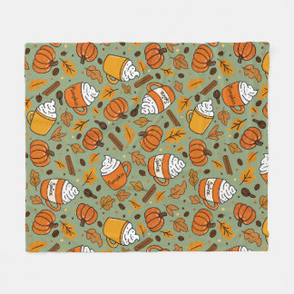 Pompoen Kruiden Patroon | Gezellige Herfst Koffie Fleece Deken